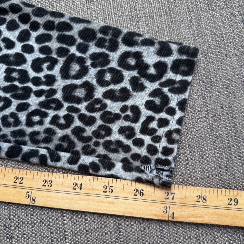 Michael Kors Womens Gray Black Leopard Print Skinny Pants Size M Gold Hardware - Picture 6 of 10